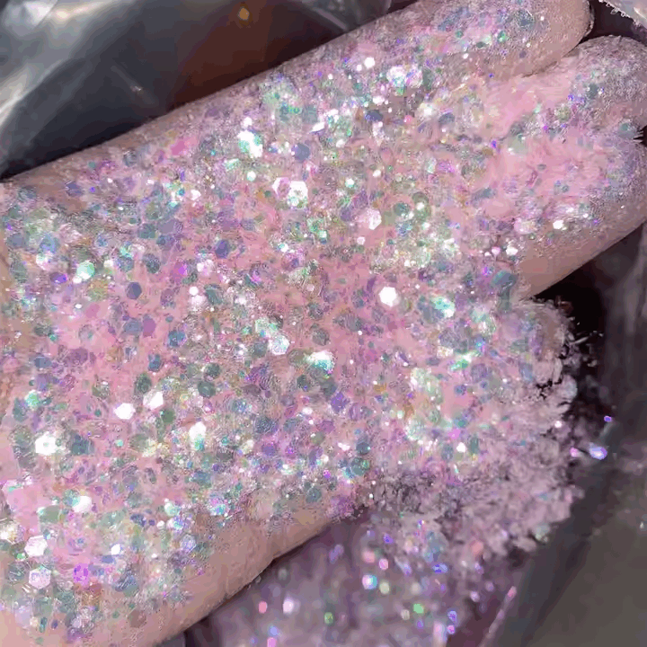 pink glow-in-the-dark chunky mixed glitter