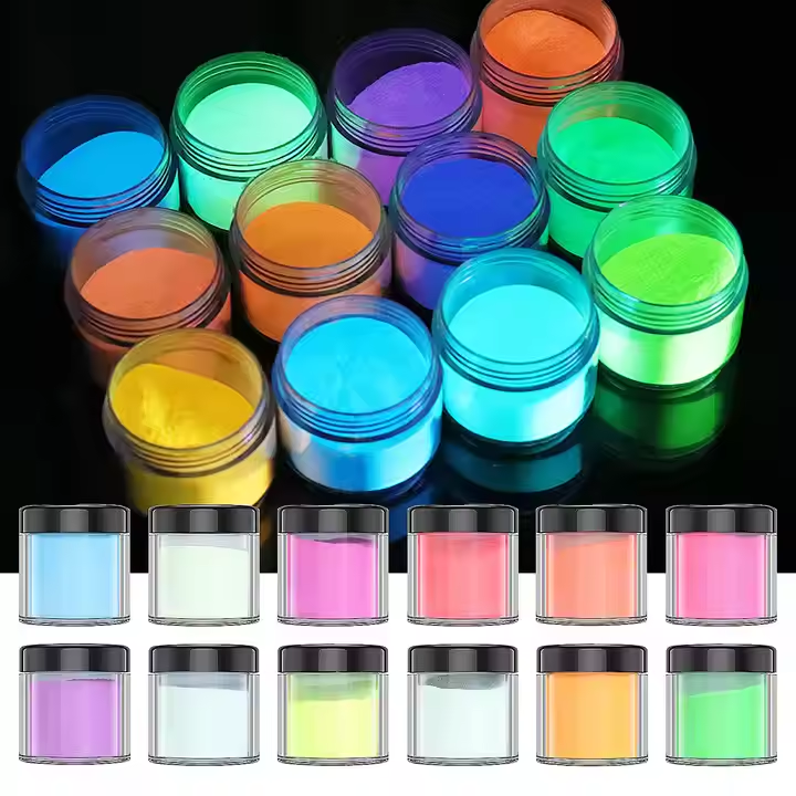12 color custom glow-in-the-dark pigments