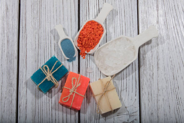 colorful natural herbal soaps wih mica powder